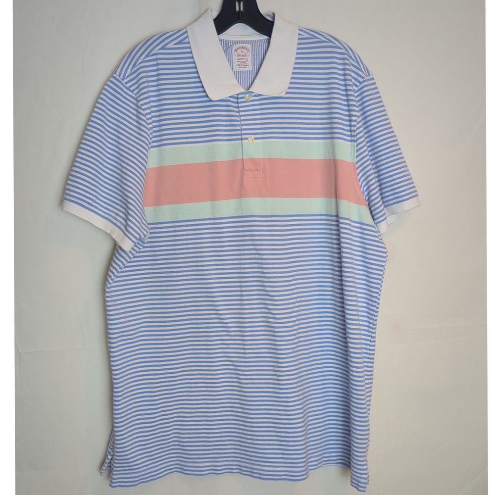 Brooks Brothers Original Fit Pastel Colorblock Polo Shirt Striped Size XL